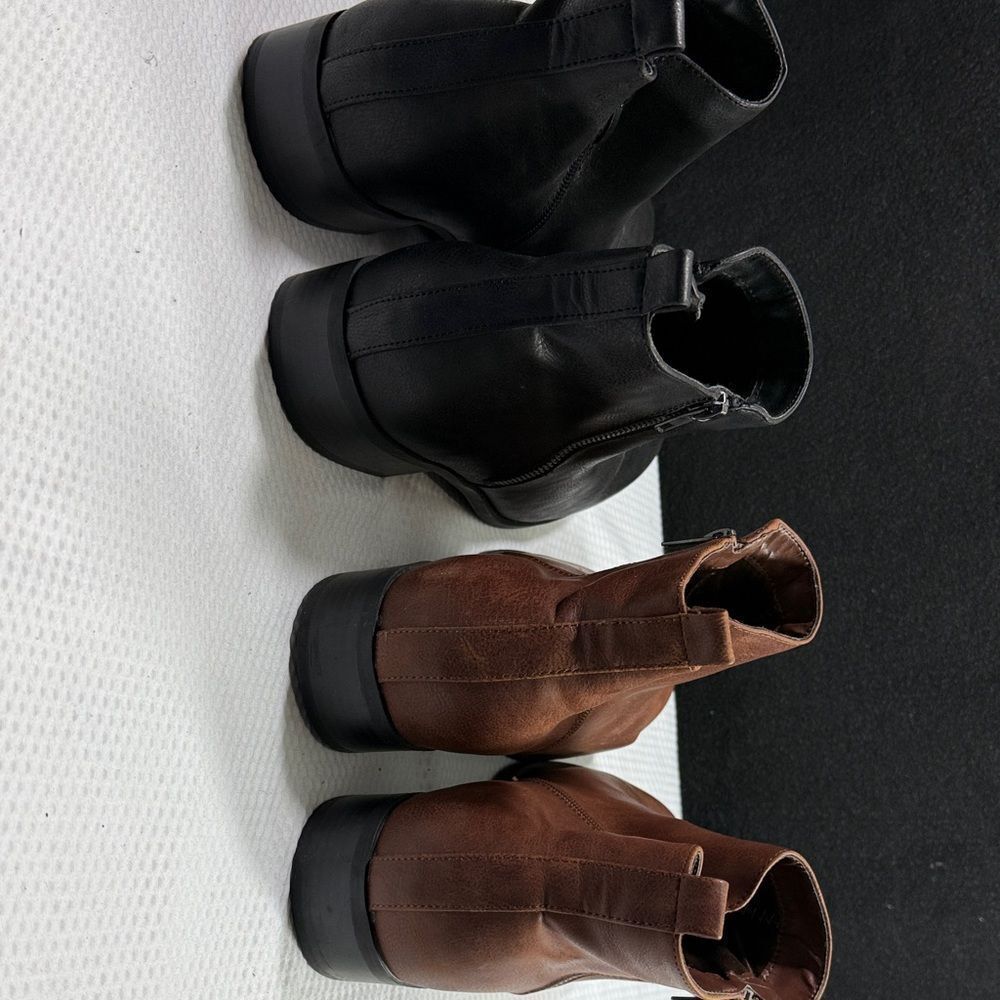 Women's Luoika Black and Brown Ankle Boots Bundle of 2 Pairs Sold Size 12 - Picture 5 of 10